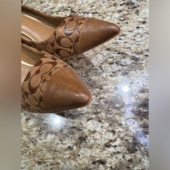 COACH Luca Brown Tan Leather Pointed Toe Pumps 9B - Picture 7 of 10